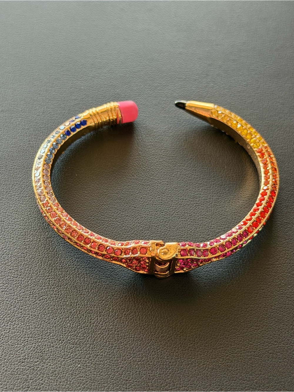 Betsey Johnson Crystal Straight A’s Pave Pencil Cuff Bracelet